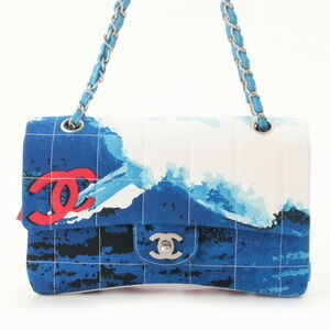 Chanel Surfline Canvas Chain Shoulder Bag Blue